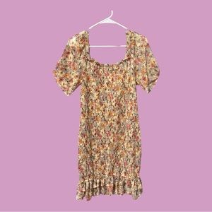 Floral Off The Shoulder Smocked Dress